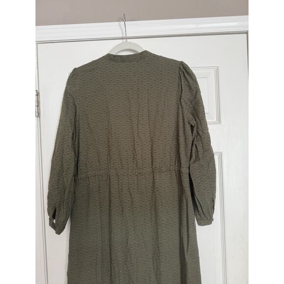 Emerson Fry Frances Dress 3 Size MED Moss Green Swiss Dot Maxi India Collection - Picture 6 of 14